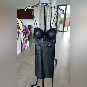 Black faux leather dress #leatherdress